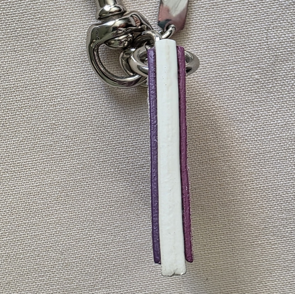 Coach Letter A Bag Charm Purple Suede Leather Keychain Hangtag Y2K - Picture 7 of 8
